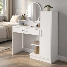 Τουαλέτα με καθρέπτη Andera Megapap χρώμα λευκό 123,9x35x144,4εκ.