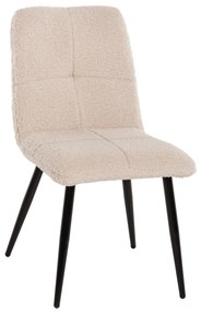 CHAIR SHELLY  TEDDY FABRIC IN WHITE-BLACK METAL LEGS 48x64x87Hcm.