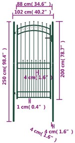 vidaXL Πόρτα Περίφραξης με Ακίδες Πράσινη 100 x 200 εκ. Ατσάλινη