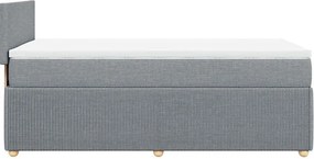 vidaXL Κρεβάτι Boxspring με Στρώμα Ανοιχτό Γκρι 90x200 εκ. Υφασμάτινο