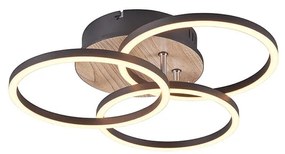 Φωτιστικό Οροφής RL Lighting Circle R62823135 Μαύρο Ματ και Ξύλο MDF