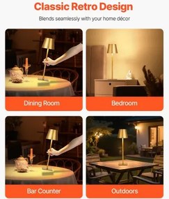 VEVOR Cordless Table Lamp 2-Pack 5200mAh Rechargeable Battery Desk Lamp Gold