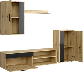 Σύνθετο σαλονιού Benor-Μαύρο - Φυσικό