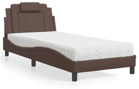vidaXL Κρεβάτι με Στρώμα Καφέ 90x200 εκ. από Συνθετικό Δέρμα