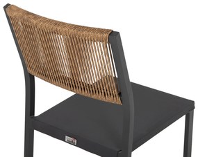 Καρέκλα Αλουμινίου Ανθρακί με Rattan και Textline 46x55,5x83 Υ Εκ.