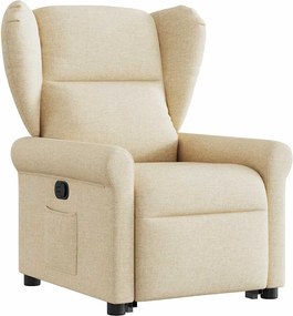 vidaXL Πολυθρόνα Ανακλινόμενη με Ανύψωση Κρεμ Υφασμάτινη