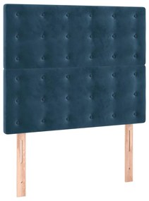 vidaXL Κρεβάτι Boxspring με Στρώμα Σκούρο Μπλε 90x190 εκ. Βελούδινο