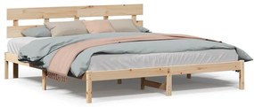 vidaXL Σκελετός Κρεβατιού Καφέ 180 x 200 cm Μασίφ ξύλο πεύκου