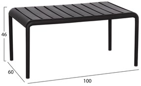 Τραπέζι κήπου KORVER C6334.02 Χαμηλό Πολυπροπυλενίου Μαύρο 100x60x46Υ εκ. 100x60x46 εκ.