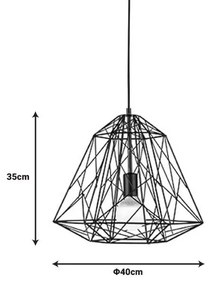 Φωτιστικό οροφής Uamlen μαύρο μέταλλο 40x35εκ 40x40x35 εκ.