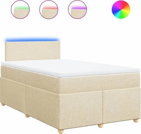 vidaXL Κρεβάτι Boxspring με Στρώμα Κρεμ 120x190 εκ. Υφασμάτινο