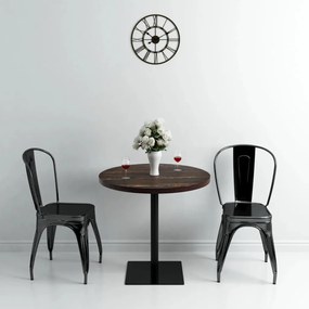 Τραπέζι Bistro Στρογγυλό Σκούρο Σταχτί 80 x 75 εκ. MDF / Ατσάλι  - Καφέ