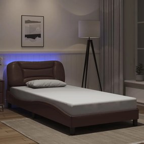 vidaXL Πλαίσιο κρεβατιού με LED χωρίς στρώμα Hvar Καφέ 100x200 εκ.