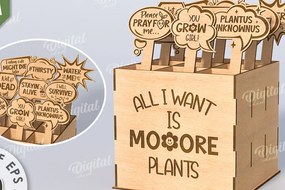 Σετ των 2 Intra απο ξύλο plywood 3mm-4mm πάχος - Αστεία φυτά μαρκαδόροι με κουτί Δίασταση 30x20 cm INTRAFABR-116816566