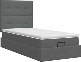 vidaXL Κρεβάτι Ottoman με στρώμα Σκούρο Γκρι 100 x 200 cm Ύφασμα