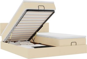 vidaXL Οθωμανικό κρεβάτι με στρώματα Κρέμα 180x200cm ύφασμα