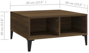 vidaXL Τραπεζάκι Σαλονιού Καφέ Δρυς 60x60x30 εκ. από Μοριοσανίδα