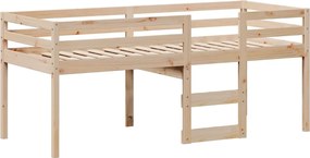 vidaXL Κρεβάτι Υπερυψωμένο με Οροφή 75x190εκ. από Μασίφ Ξύλο Πεύκου