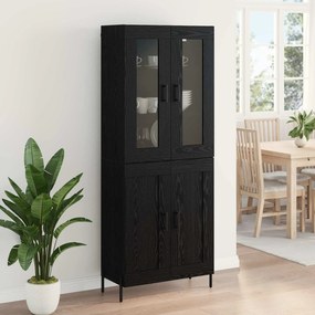 vidaXL Highboard Μαύρη Οξυά 69,5 x 34 x 180 εκ. Επεξεργασμένο Ξύλο
