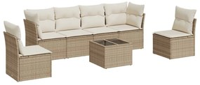 vidaXL Σαλόνι Κήπου Σετ 7 τεμ. Μπεζ Συνθετικό Ρατάν με Μαξιλάρια
