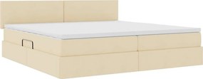 vidaXL LED Κρεβάτι αποθήκευσης με στρώμα Κρέμ 200 x 200 cm Ύφασμα