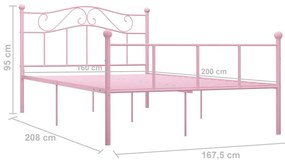 vidaXL Πλαίσιο Κρεβατιού Ροζ 160 x 200 εκ. Μεταλλικό
