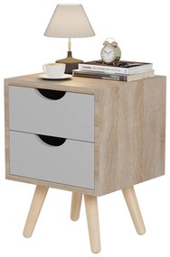 BEDSIDE STAND DINKL  MELAMINE-2 DRAWERS IN SONAMA-GREY 29,7x29,7x45Hcm.