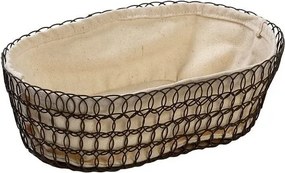 ΜΕΤΑΛΛΙΚΟ ΚΑΛΑΘΙ ΟΒΑΛ S ΜΕ ΛΙΝΟ ΥΦΑΣΜΑ ΜΠΕΖ-ΜΑΥΡΟ 22Χ13Χ6ΕΚ