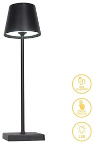 Brave LED touch table lamp rechargeable black D10x35cm 10x10x35 εκ.