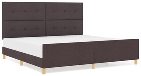 vidaXL Κρεβάτι Σκελετός Σκούρο Καφέ 200x200 εκ. Υφάσματος
