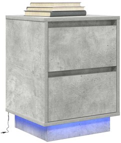 vidaXL Κομοδίνο με φώτα LED Μπετόν Γκρι 38x34x50 cm