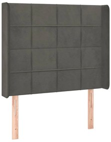 vidaXL Κεφαλάρι Κρεβατιού LED Σκούρο Γκρι 103x16x118/128εκ. Βελούδινο