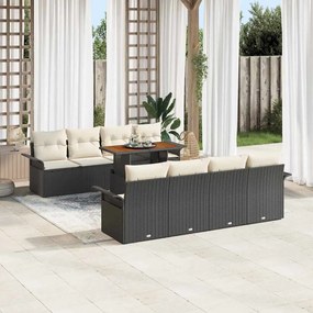 vidaXL Σετ Καναπέ Κήπου με αποθήκευση 9 pcs Μαύρο Πολυ ράταν