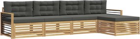 vidaXL Σειρά Καναπέ Εξωτερικού 5 pcs Άσπρο και Ανθρακί Πολυεστέρας