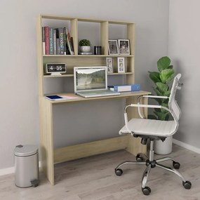 vidaXL Γραφείο με Ράφια Sonoma Δρυς 110x45x157 εκ. από Μοριοσανίδα