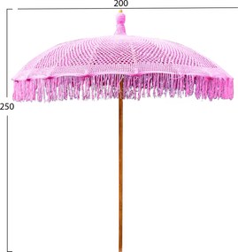 ΟΜΠΡΕΛΑ ΜΠΑΛΙΝΕΖΙΚΗ ΜΑΚΡΑΜΕ ΡΟΖ ΞΥΛO TEAK Φ200X260εκ. HM6035.04