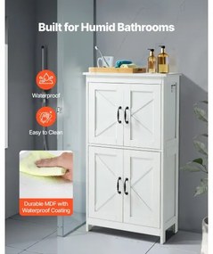 VEVOR Wooden Bathroom Floor Cabinet Storage Organizer Adjustable Shelf White