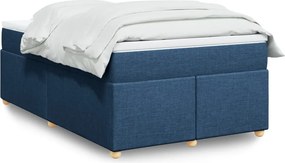 vidaXL Κρεβάτι Boxspring με Στρώμα Μπλε 120x190 εκ. Υφασμάτινο