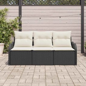 vidaXL Σετ Καναπέ Κήπου με μαξιλάρι 3 pcs Μαύρο Πολυ ράταν