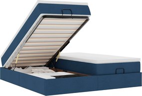 vidaXL Οθωμανικό κρεβάτι με στρώματα μπλε 180x200cm ύφασμα