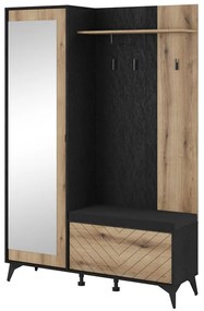 Έπιπλο Εισόδου Diamond Με Μαξιλάρι 134x34x197cm Anthracite-Natural Evoke Μελαμίνη,Γυαλί