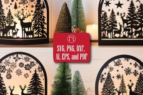 Σετ των 3 Intra απο ξύλο plywood 3mm-4mm πάχος - Πακέτο Cricut Χριστουγεννιάτικη διακόσμηση Δίασταση 4x4 cm INTRAFABR-82369889