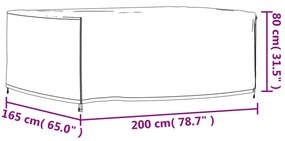 Καλύμματα Επίπλων Κήπου 2τεμ. 200x165x80 εκ. 420D Ύφασμα Oxford - Μαύρο