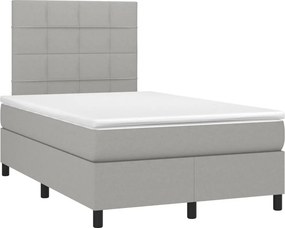 vidaXL Κρεβάτι Boxspring με Στρώμα &amp; LED Αν.Γκρι 120x200 εκ Υφασμάτινο