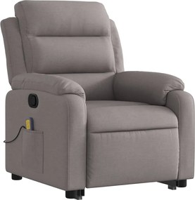vidaXL Πολυθρόνα Μασάζ Ανακλινόμενη με Ανύψωση Taupe Υφασμάτινη