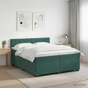 vidaXL Κρεβάτι box spring με στρώμα Σκούρο Πράσινο 200 x 200 cm