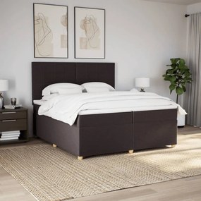 vidaXL Κρεβάτι Boxspring με Στρώμα Σκούρο Καφέ 200x200 εκ. Υφασμάτινο