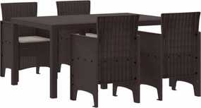 vidaXL Σέτ φαγητού για κήπο 5 pcs Καφέ Rattan Polt