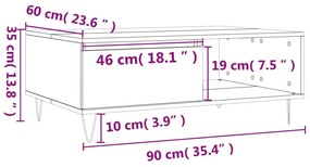 ΤΡΑΠΕΖΑΚΙ ΣΑΛΟΝΙΟΥ ΓΚΡΙ SONOMA 90X60X35 ΕΚ. ΕΠΕΞΕΡΓΑΣΜΕΝΟ ΞΥΛΟ 827066