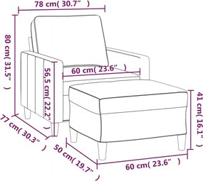 vidaXL Πολυθρόνα Μαύρη 60 εκ. Βελούδινη με Υποπόδιο